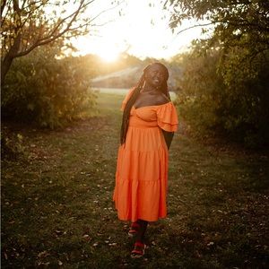 Orange midi sun dress